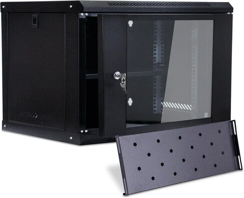 Server Rack Cabinet 6U Wall Mount Rack Network Cabinet 19 Inch IT Network Rack & A/V Equipment Shelf with Glass Door Locks & Removable Side Panels Cooling Fan Wall Mount Network Rack (Black) in Saudi Arabia