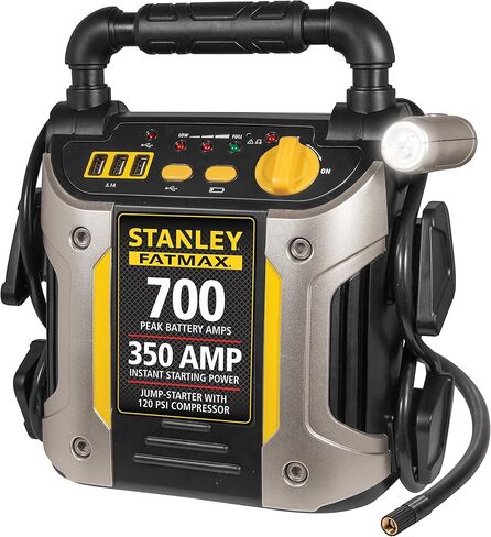 700 Peak Amp Auto Jump Starter، طاقة محمولة - منافذ USB ثلاثية 15 وات، ضاغط هواء 120 رطل لكل بوصة مربعة in Kuwait