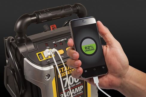 700 Peak Amp Auto Jump Starter، طاقة محمولة - منافذ USB ثلاثية 15 وات، ضاغط هواء 120 رطل لكل بوصة مربعة in Kuwait