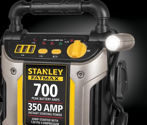700 Peak Amp Auto Jump Starter، طاقة محمولة - منافذ USB ثلاثية 15 وات، ضاغط هواء 120 رطل لكل بوصة مربعة in Kuwait