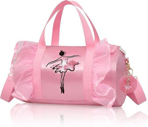 New in 2023 Cute Backpack Ballet Bag Kits Tutu Dress Dance Bag, Girls Personalized Waterproof Bag Ballerina Duffle Bag with Key Chain Cute Plush hanging Pink ball(Pink) in Saudi Arabia