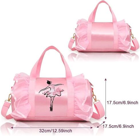 New in 2023 Cute Backpack Ballet Bag Kits Tutu Dress Dance Bag, Girls Personalized Waterproof Bag Ballerina Duffle Bag with Key Chain Cute Plush hanging Pink ball(Pink) in Saudi Arabia