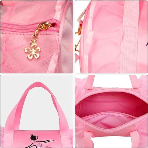 New in 2023 Cute Backpack Ballet Bag Kits Tutu Dress Dance Bag, Girls Personalized Waterproof Bag Ballerina Duffle Bag with Key Chain Cute Plush hanging Pink ball(Pink) in Saudi Arabia
