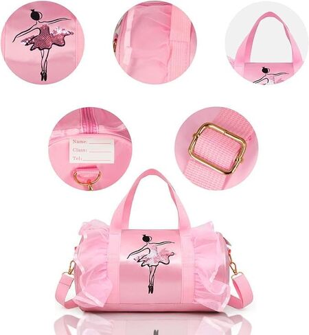 New in 2023 Cute Backpack Ballet Bag Kits Tutu Dress Dance Bag, Girls Personalized Waterproof Bag Ballerina Duffle Bag with Key Chain Cute Plush hanging Pink ball(Pink) in Saudi Arabia