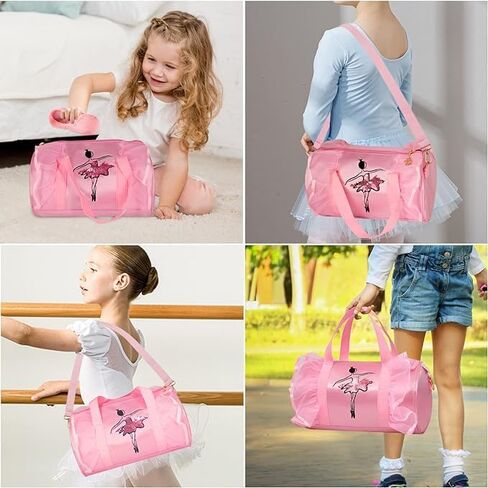 New in 2023 Cute Backpack Ballet Bag Kits Tutu Dress Dance Bag, Girls Personalized Waterproof Bag Ballerina Duffle Bag with Key Chain Cute Plush hanging Pink ball(Pink) in Saudi Arabia
