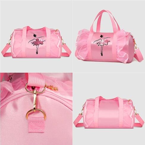 New in 2023 Cute Backpack Ballet Bag Kits Tutu Dress Dance Bag, Girls Personalized Waterproof Bag Ballerina Duffle Bag with Key Chain Cute Plush hanging Pink ball(Pink) in Saudi Arabia