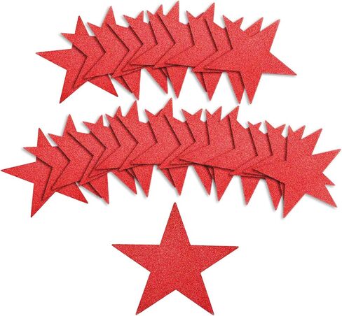 50pcs Glitter Star Cutouts, 6inch Twinkle Star Glitter Paper Confetti Star Shape Paper Cut Outs for Bulletin Board Classroom Wall Party Supplies (Red) in Saudi Arabia
