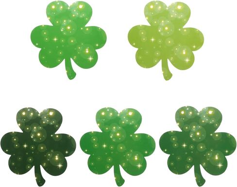 RUIYELE 90Pcs St. Patrick's Day Shamrock Cutouts with 180Pcs Glue Points Paper Glitter Green Clover Shape Cut Outs Creative Cut-Outs for Irish Holiday Classroom Bulletin Border School Craft Decor in Kuwait