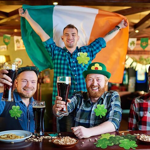 RUIYELE 90Pcs St. Patrick's Day Shamrock Cutouts with 180Pcs Glue Points Paper Glitter Green Clover Shape Cut Outs Creative Cut-Outs for Irish Holiday Classroom Bulletin Border School Craft Decor in Kuwait