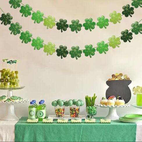 RUIYELE 90Pcs St. Patrick's Day Shamrock Cutouts with 180Pcs Glue Points Paper Glitter Green Clover Shape Cut Outs Creative Cut-Outs for Irish Holiday Classroom Bulletin Border School Craft Decor in Kuwait