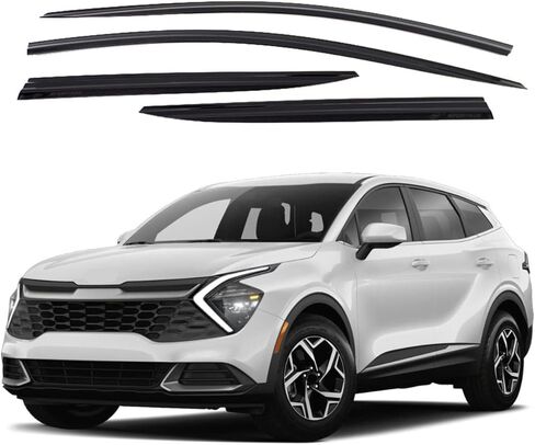 Safe Smoke Window Visor Sun Rain Vent Guard 4 Pcs Set Out Channel Visor Compatible with Kia Sportage (Sportage 2011~2016 Smoke) in Kuwait