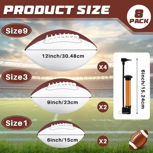8 Pcs Autograph Football Set Size 9 Size 3 Size 1 Football with 8 Acrylic Stand 2 Panel Blank Signature Football for Trophy High School College Coach Gift Anniversary Birthday Graduation in Saudi Arabia