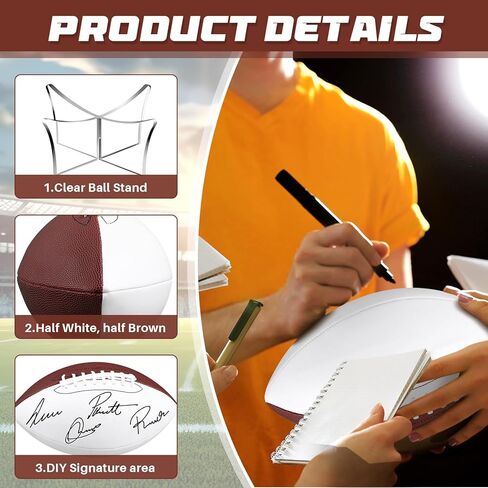 8 Pcs Autograph Football Set Size 9 Size 3 Size 1 Football with 8 Acrylic Stand 2 Panel Blank Signature Football for Trophy High School College Coach Gift Anniversary Birthday Graduation in Saudi Arabia