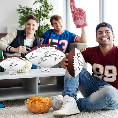 8 Pcs Autograph Football Set Size 9 Size 3 Size 1 Football with 8 Acrylic Stand 2 Panel Blank Signature Football for Trophy High School College Coach Gift Anniversary Birthday Graduation in Saudi Arabia