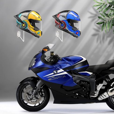 إكسسوارات الدراجات النارية، حامل خوذة PEI، خطاف مثبت على الحائط للمعاطف والقبعات والقبعات - (عبوتان باللون الأبيض) in Kuwait