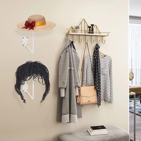 إكسسوارات الدراجات النارية، حامل خوذة PEI، خطاف مثبت على الحائط للمعاطف والقبعات والقبعات - (عبوتان باللون الأبيض) in Kuwait