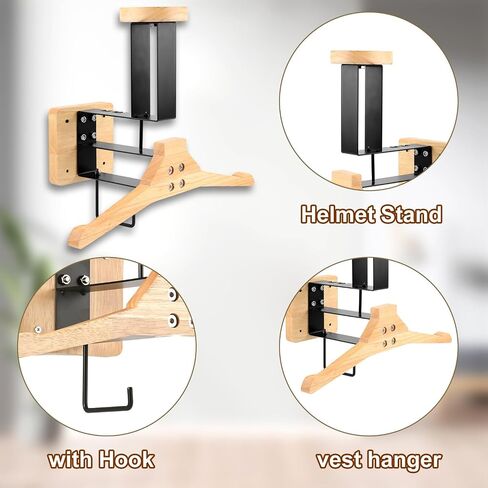 Motorcycle Helmet Holder, Heavy Duty Motorcycle Helmet Hanger Wall Mount Gear Holder Multifunctional Motorcycle Helmet Rack Stand Hook Organizer for Vest Belts Jacket Displaying in Saudi Arabia