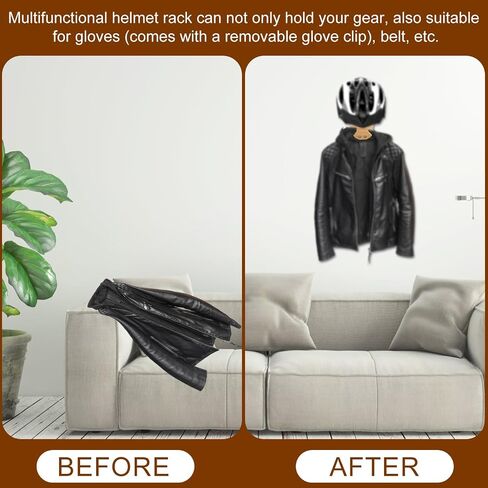 Motorcycle Helmet Holder, Heavy Duty Motorcycle Helmet Hanger Wall Mount Gear Holder Multifunctional Motorcycle Helmet Rack Stand Hook Organizer for Vest Belts Jacket Displaying in Saudi Arabia