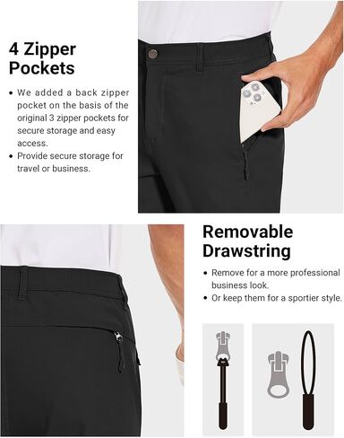 SPECIALMAGIC Golf Pants Men Stretch Slim fit Hiking Pants Lightweight Dress Casual Tapered 2 Back Zipper Pockets in Saudi Arabia