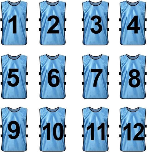 TopTie 12 Pcs Numbered Training Vest Scrimmage Practice Vest Pinnies Sets of 12 (#1-12), Soccer Pinnies in Saudi Arabia