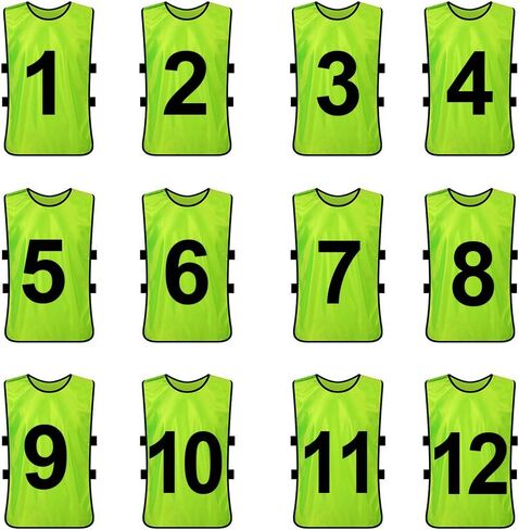 TopTie 12 Pcs Numbered Training Vest Scrimmage Practice Vest Pinnies Sets of 12 (#1-12), Soccer Pinnies in Saudi Arabia