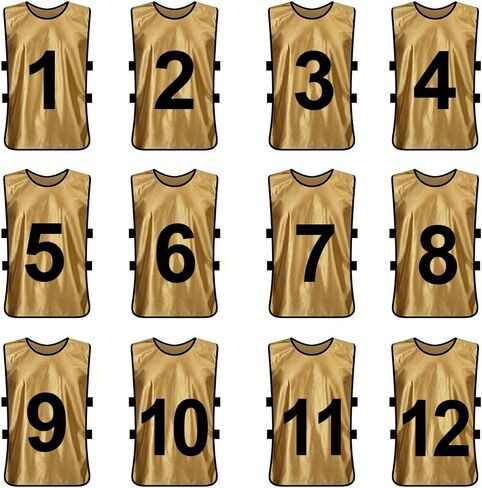 TopTie 12 Pcs Numbered Training Vest Scrimmage Practice Vest Pinnies Sets of 12 (#1-12), Soccer Pinnies in Saudi Arabia