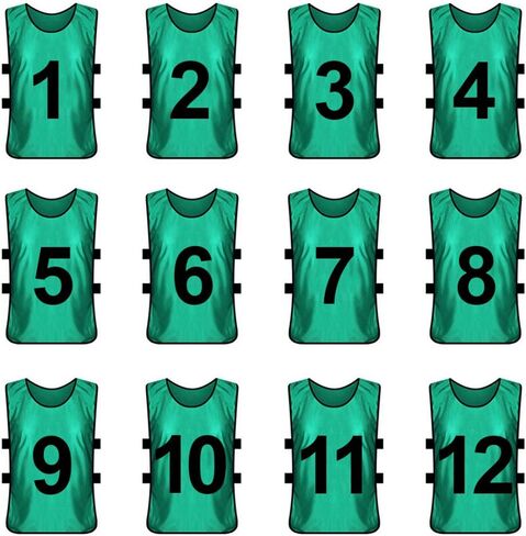 TopTie 12 Pcs Numbered Training Vest Scrimmage Practice Vest Pinnies Sets of 12 (#1-12), Soccer Pinnies in Saudi Arabia