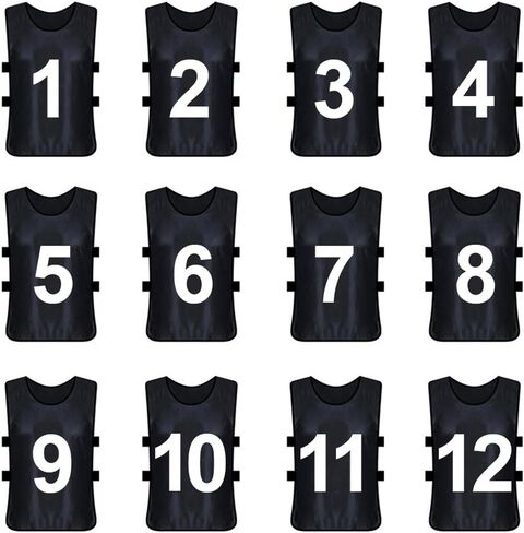 TopTie 12 Pcs Numbered Training Vest Scrimmage Practice Vest Pinnies Sets of 12 (#1-12), Soccer Pinnies in Kuwait