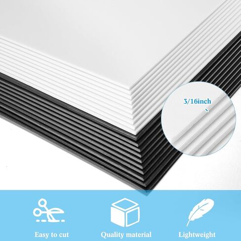 20 Pcs Foam Board 24 x 36 Inch White and Black Foam Poster Board 3/16 Inch Thick Foam Core Backing Board Mat Board Center for Prints Presentations Signboards Arts Crafts Framing Display in Saudi Arabia