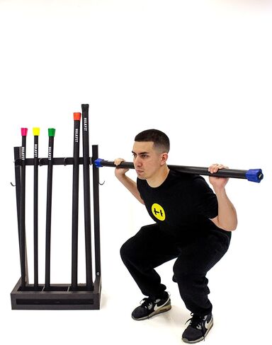 HulkFit Total Body Workout Weighted Exercise Bar Exercise Equipment for Mobility and Strength Training Squats, Lunges, Bench Press, and Deadlifts - Multiple Weights and Multicolor in Saudi Arabia