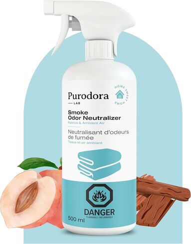 Smoke Odor Eliminator (Step 2 of 2) Spray for Fabrics, and Air Freshener | Smell Remover Neutralizer for House, Home and Car (1L, 34oz – Peach & Sandalwood Scent) in Saudi Arabia