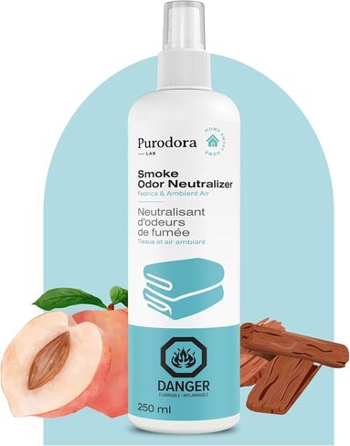 Smoke Odor Eliminator (Step 2 of 2) Spray for Fabrics, and Air Freshener | Smell Remover Neutralizer for House, Home and Car (1L, 34oz – Peach & Sandalwood Scent) in Saudi Arabia