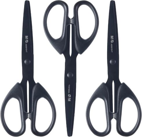Scissors Multipurpose Craft Scissors Bulk 3-Pack, Sharp Blade Shears, Easy Grip Handles, 6.3" Stainless Steel Shaft Scissors for Office Home School Classroom Kid Sewing Fabric Craft Supplies (Black) in Saudi Arabia