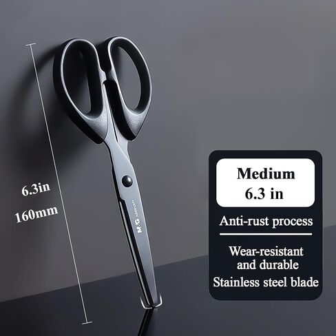 Scissors Multipurpose Craft Scissors Bulk 3-Pack, Sharp Blade Shears, Easy Grip Handles, 6.3" Stainless Steel Shaft Scissors for Office Home School Classroom Kid Sewing Fabric Craft Supplies (Black) in Saudi Arabia