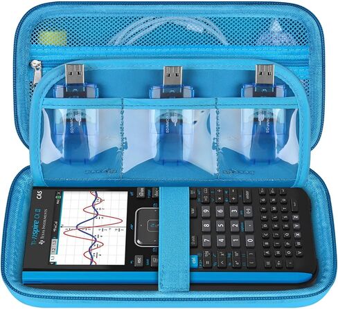 Supmay Hard Case for Texas Instruments TI-Nspire CX II CAS/TI-Nspire CX II Color Graphing Calculator, Storage Holder with Mesh Pockets for USB Power Charger Cable, User Manual and More, Black in Saudi Arabia