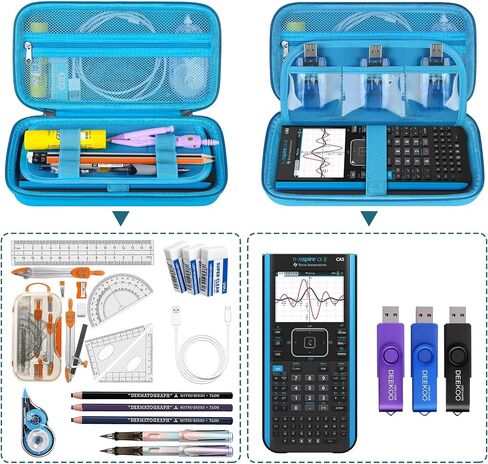 Supmay Hard Case for Texas Instruments TI-Nspire CX II CAS/TI-Nspire CX II Color Graphing Calculator, Storage Holder with Mesh Pockets for USB Power Charger Cable, User Manual and More, Black in Saudi Arabia