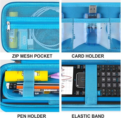 Supmay Hard Case for Texas Instruments TI-Nspire CX II CAS/TI-Nspire CX II Color Graphing Calculator, Storage Holder with Mesh Pockets for USB Power Charger Cable, User Manual and More, Black in Saudi Arabia