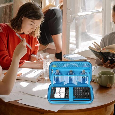 Supmay Hard Case for Texas Instruments TI-Nspire CX II CAS/TI-Nspire CX II Color Graphing Calculator, Storage Holder with Mesh Pockets for USB Power Charger Cable, User Manual and More, Black in Saudi Arabia