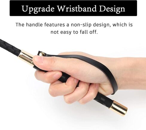 سوط NARKEN SlickStrider للفروسية، مقاس 18 بوصة من الجلد الصناعي عالي الجودة لركوب الخيل، ثنائي الغرض، قبضة مريحة، سوط أسود لعشاق الفروسية in Kuwait