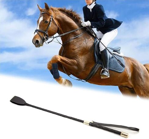 سوط NARKEN SlickStrider للفروسية، مقاس 18 بوصة من الجلد الصناعي عالي الجودة لركوب الخيل، ثنائي الغرض، قبضة مريحة، سوط أسود لعشاق الفروسية in Kuwait