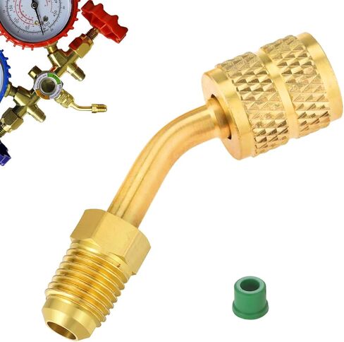 محول سبليت صغير R410A، 5/16 بوصة SAE أنثى إلى 1/4 بوصة SAE ذكر مضيئة لتركيبات منخفضة الخسارة HVAC وخدمة التبريد R410A (حزمة واحدة) in Kuwait