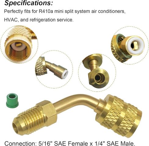 محول سبليت صغير R410A، 5/16 بوصة SAE أنثى إلى 1/4 بوصة SAE ذكر مضيئة لتركيبات منخفضة الخسارة HVAC وخدمة التبريد R410A (حزمة واحدة) in Kuwait