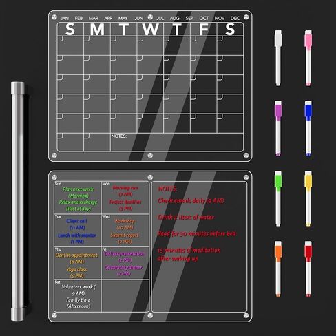 Magnetic Calendar for Refrigerator, Monthly & Weekly Clear Dry Erase Fridge Calendar with 8 Color Markers, Strong Magnet, 16"x12" Meal Planner and Menu Board in Saudi Arabia