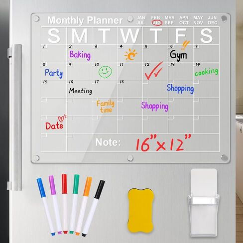 Magnetic Dry Erase Calendar,16.5"x11.6" Weekly White Board Calendar for Fridge,Weekly Fridge Calendar Planner & Today List, for Family, Home, Office, School in Saudi Arabia