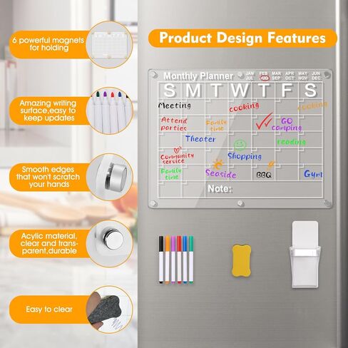 Magnetic Dry Erase Calendar,16.5"x11.6" Weekly White Board Calendar for Fridge,Weekly Fridge Calendar Planner & Today List, for Family, Home, Office, School in Saudi Arabia