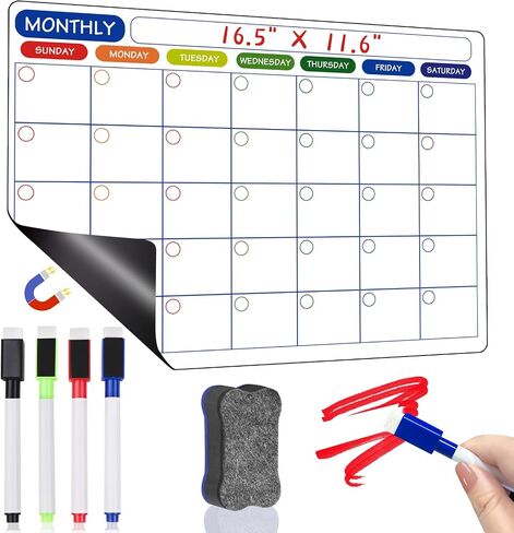 Magnetic Dry Erase Calendar,16.5"x11.6" Weekly White Board Calendar for Fridge,Weekly Fridge Calendar Planner & Today List, for Family, Home, Office, School in Saudi Arabia