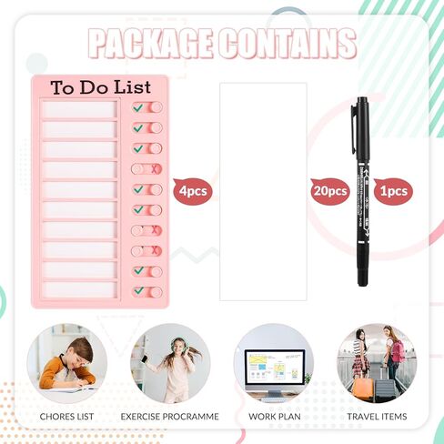 4 قطع من مخطط الأعمال الروتينية، مخطط روتيني منزلق قابل للفصل، لوحات قائمة مرجعية يومية مع 20 بطاقة قابلة للفصل، لوحات تخطيط قائمة مرجعية للأطفال والكبار in Kuwait