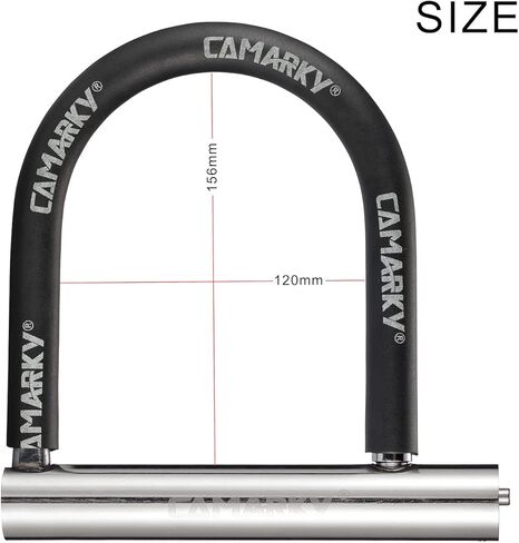 قفل U للدراجة شديد التحمل غير قابل للقطع من الفولاذ المقاوم للصدأ ومضاد للسرقة، خيارات قفل مجمعة للدراجة النارية والدراجة النارية وبوابة باب الدراجة - 3 مفاتيح متضمنة (L) in Kuwait