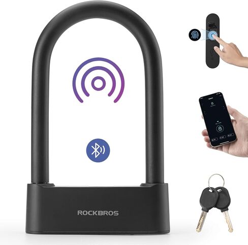 ROCKBROS Smart Bike U Lock Fingerprint Bike Lock App Remote Unlock Heavy Duty Bicycle Lock Waterproof Bicycle U-Lock for Bike Motorcycle Scooter in Saudi Arabia