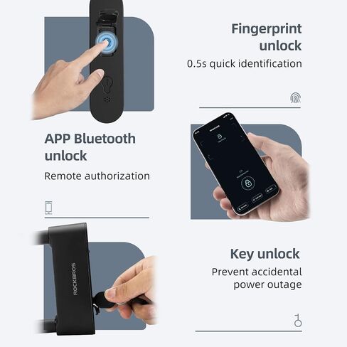 ROCKBROS Smart Bike U Lock Fingerprint Bike Lock App Remote Unlock Heavy Duty Bicycle Lock Waterproof Bicycle U-Lock for Bike Motorcycle Scooter in Saudi Arabia